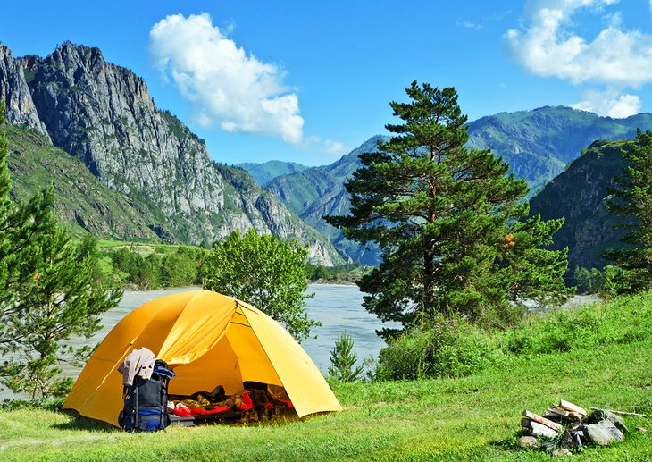 Tent in a beautiful campsite