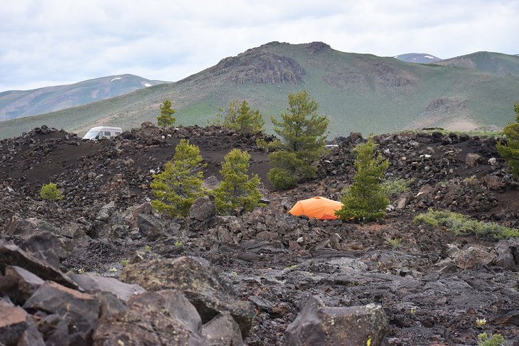 Camping at Craters of the Moon National Monument and Preserve, Idaho
