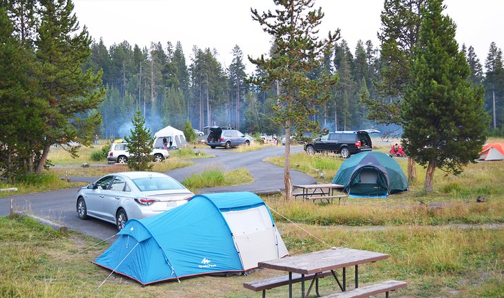 Busy day at Bridge Bay Campground, Yellowstone National Park