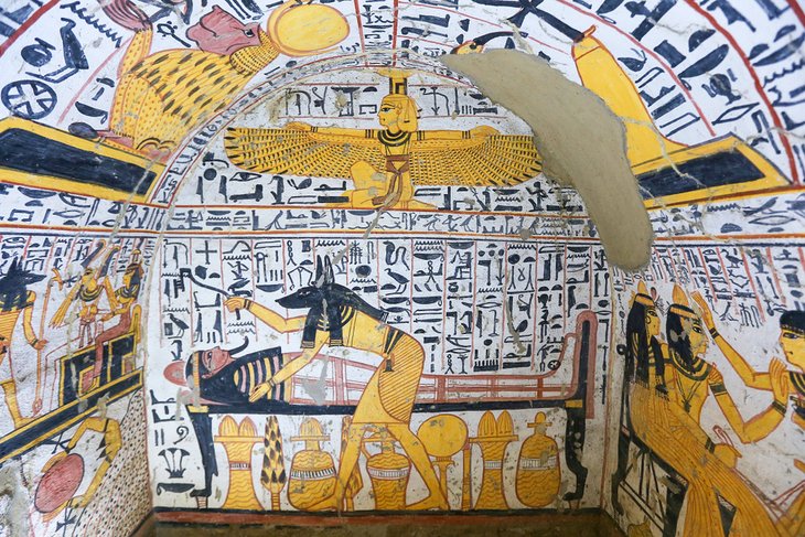 Wall paintings inside Deir el-Medina's tombs