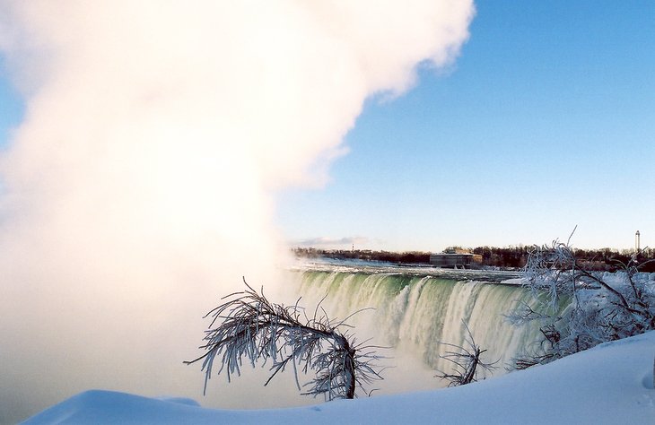 Niagara Falls in winter on a cold day 