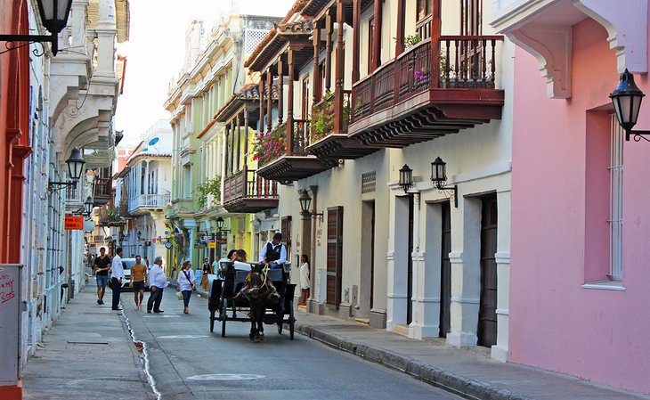 Horse-drawn carriage on a street in Cartagena