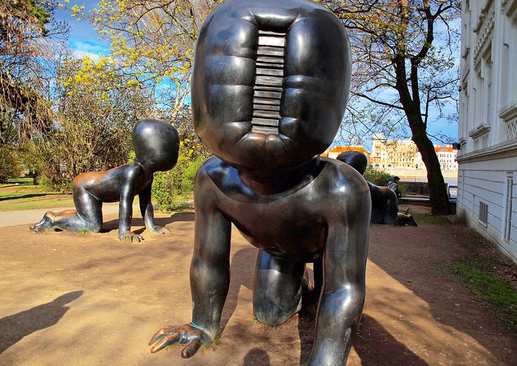 Giant baby sculptures at Kampa Island