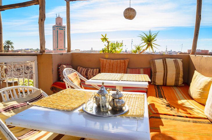 Rooftop terrace of a medina riad hotel