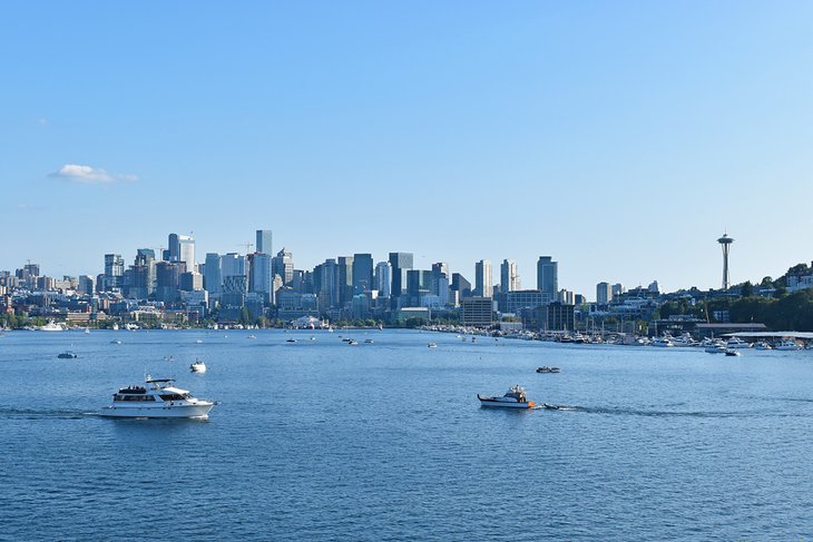 Seattle skyline from Gas Works Park in August
