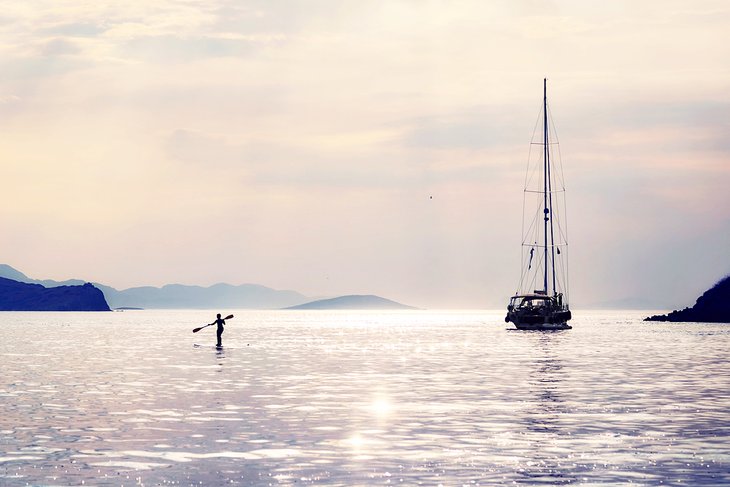 Paddleboarding off the Aegean Peninsula