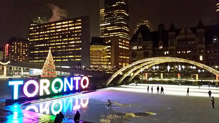Ice-skating in December in Toronto