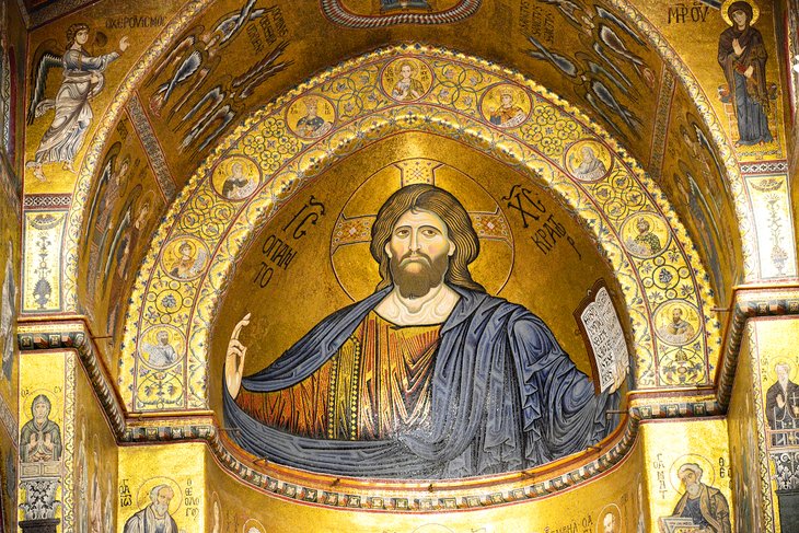 Mosaic of Christ the Pantocrator in the Monreale Cathedral
