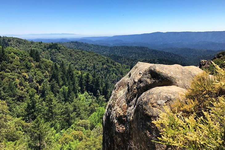 View of the Santa Cruz mountains at Castle Rock State Park in Los Gatos, California