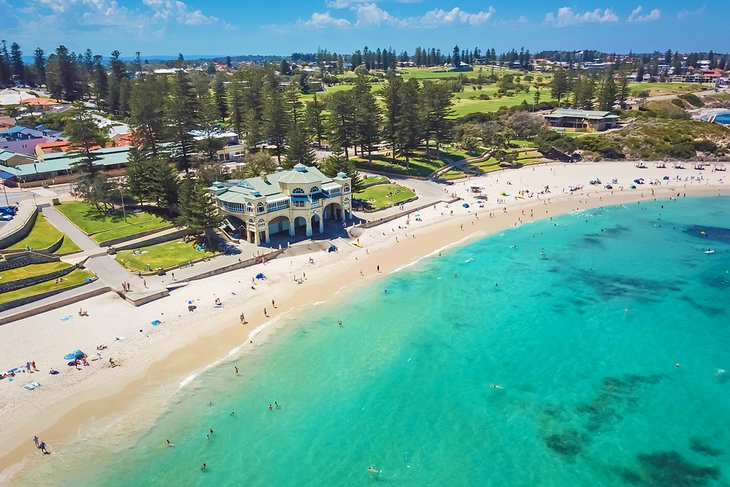 Aerial view of Cottesloe Beach in Perth