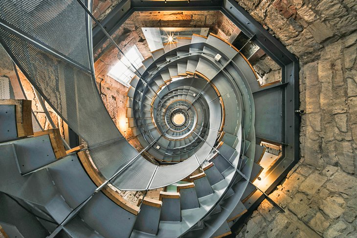 The spiral staircase at The Lighthouse (Mackintosh Tower)
