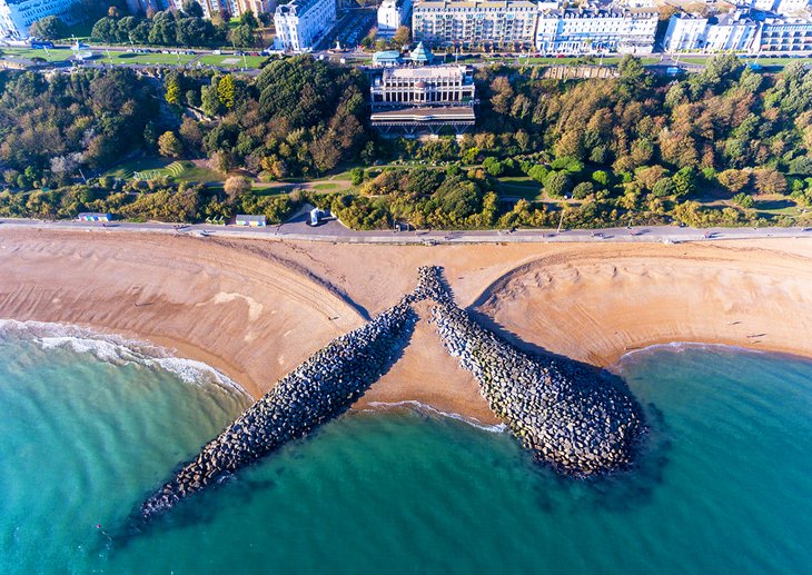 Aerial view of Folkestone Beach