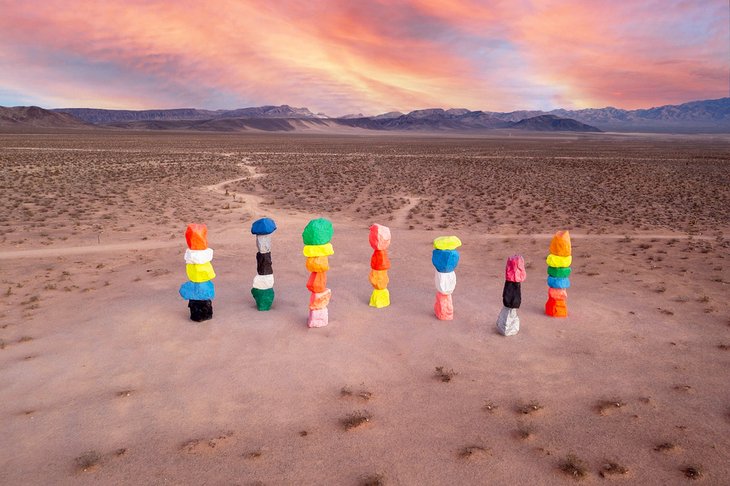 Aerial view of Seven Magic Mountains