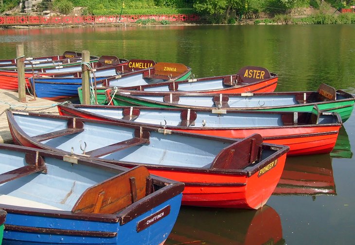 Colorful boats in Peasholm Park, Scarborough