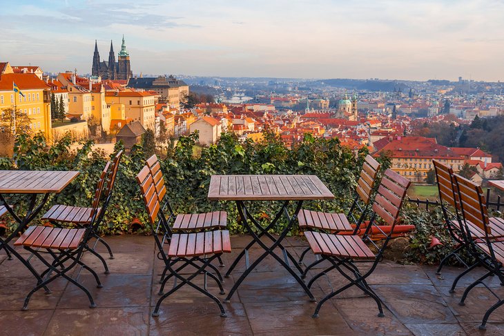 View of Prague from a café