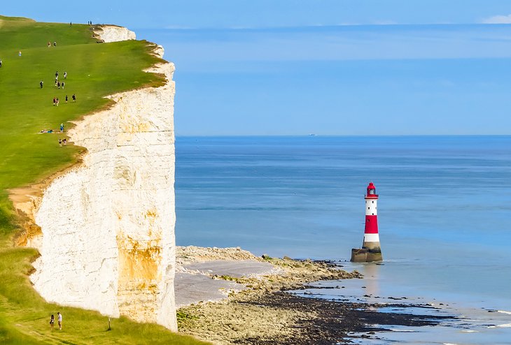 Chalk cliffs and Beachy Head Lighthouse