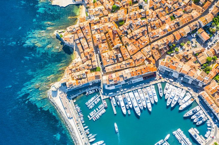 Aerial view of Saint-Tropez harbor
