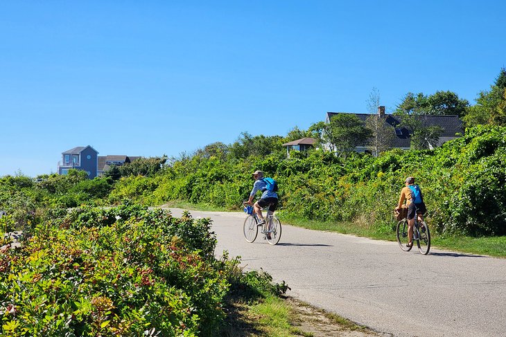 Cyclists on Seashore Avenue, Peaks Island