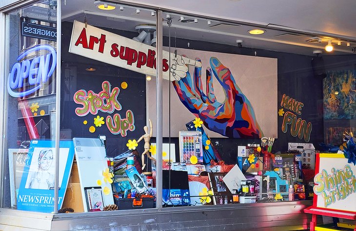 There are plenty of art supply shops for those who feel inspired.
