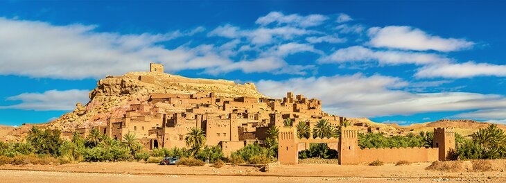 Panoramic view of Ait Ben Haddou in Morocco's High Atlas region