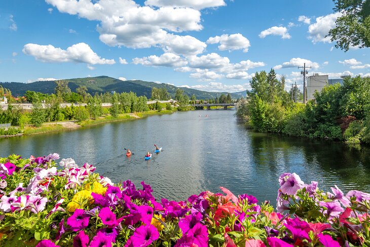 Kayakers in downtown Sandpoint, Idaho