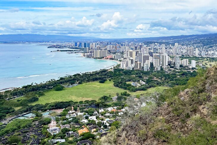 View of Waikiki and Honolulu from the top of Diamond Head