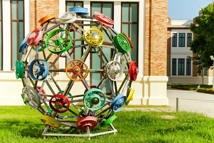 Sculpture outside the Automobile and Fashion Museum (Museo Automovilistico & de la Moda) in Malaga