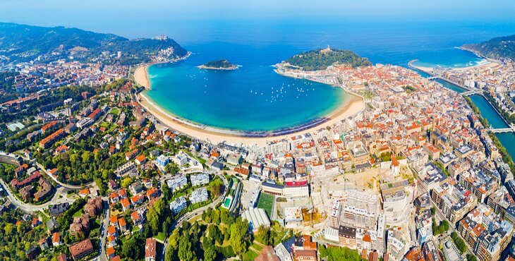 Aerial view of San Sebastian, Spain