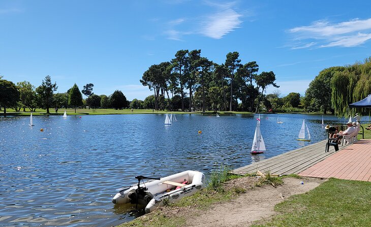 Model boats on Lake Victoria in Hagley Park