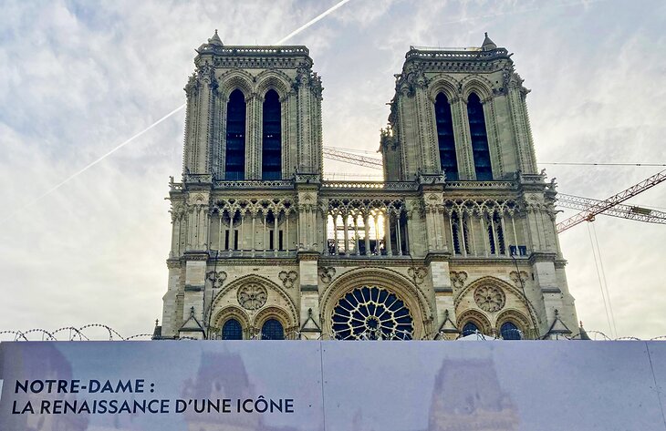 View of the cathedral's facade during renovations