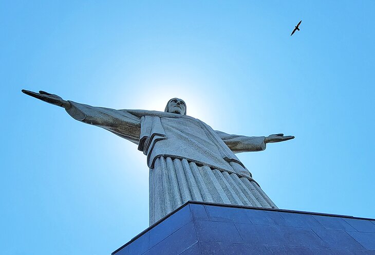 Looking up from the base of Christ the Redeemer