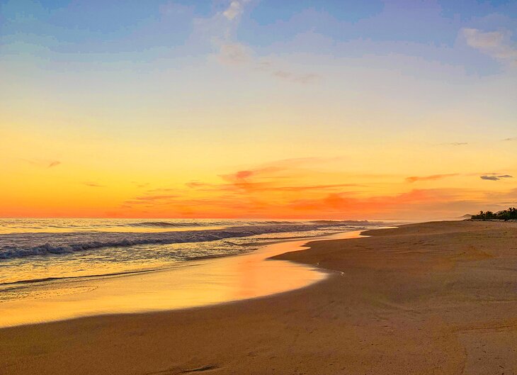 Sunset over the beach in Puerto Escondido