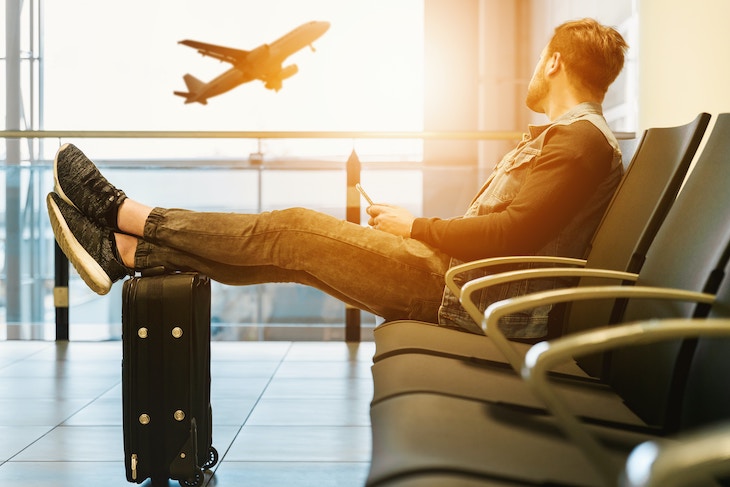 Man waiting in an airport