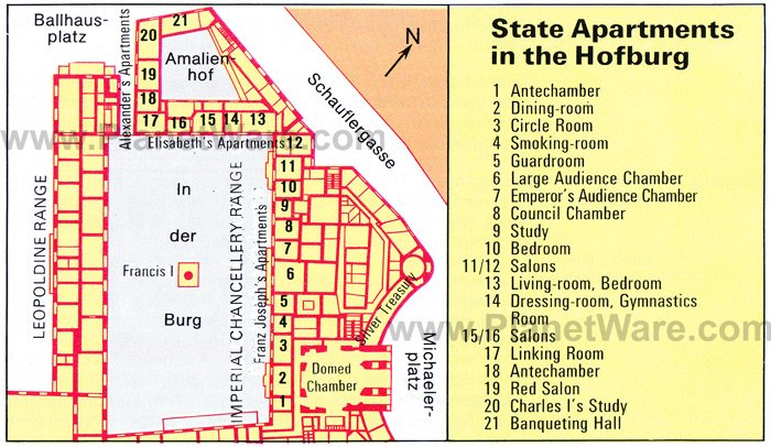 State Apartments in the Hofburg - Floor plan map