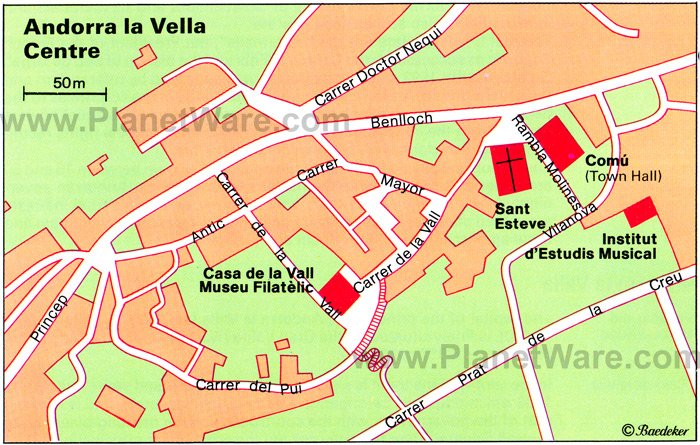 Andorra la Vella Center Map - Tourist Attractions