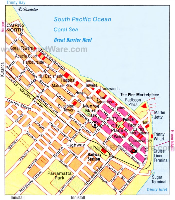 Cairns PDF Map, Australia, exact vector street map, V11.11, fully ...