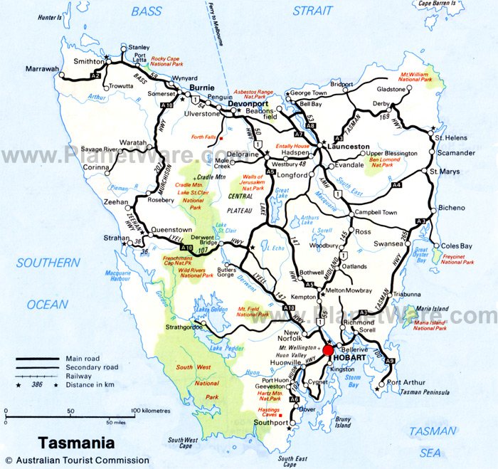 Tasmania - Floor plan map