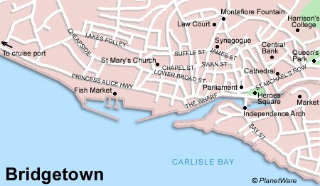 Bridgetown Map - Tourist Attractions