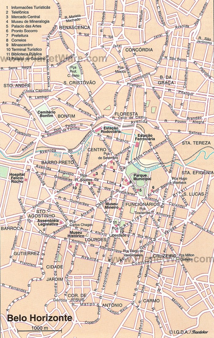 Belo Horizonte Map - Tourist Attractions