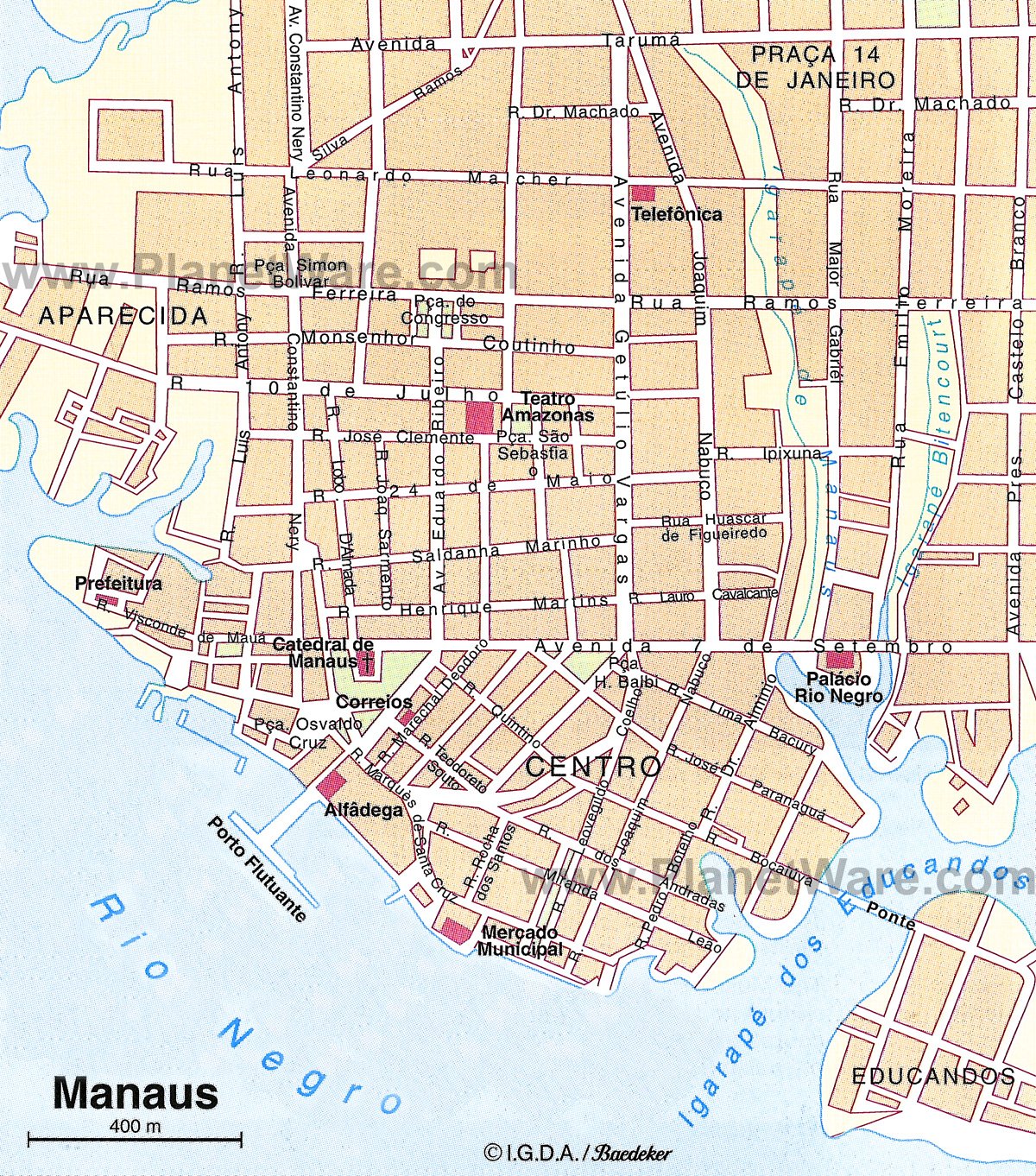 Carte de Manaus - Attractions touristiques