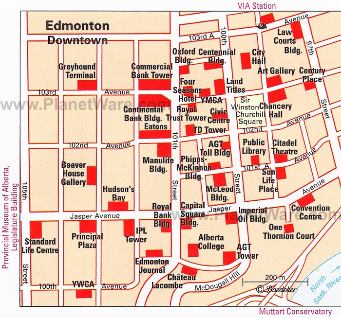 Edmonton (Downtown) Map - Tourist Attractions