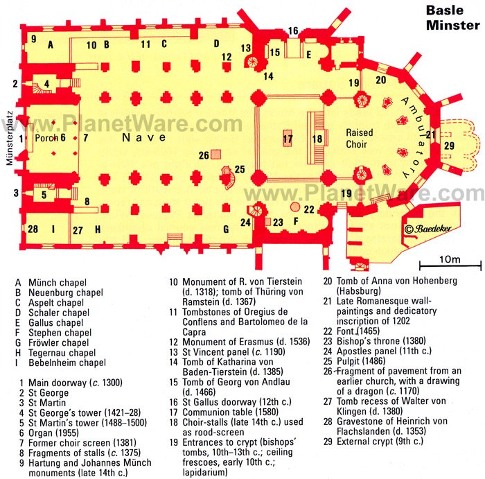 Basel Minster - نقشه پلان طبقه