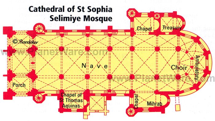 Cathedral of St. Sophia (Selimiye Mosque) - Floor plan map