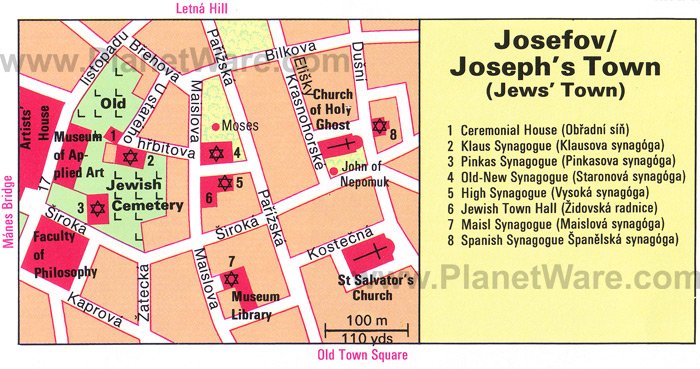 Carte de Josefov (la ville de Joseph)
