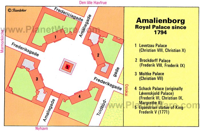 Amalienborg, Royal Palace since 1794 - Floor plan map