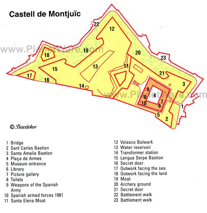 Castell de Montjuïc - Floor plan map