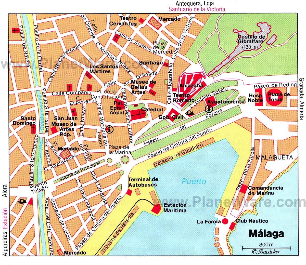 tourist map of malaga city