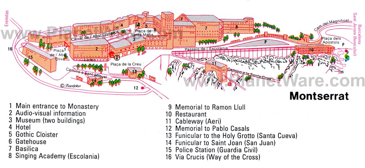 Montserrat Monastery Map - Tourist Attractions