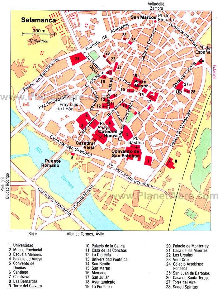 Salamanca Map - Tourist Attractions