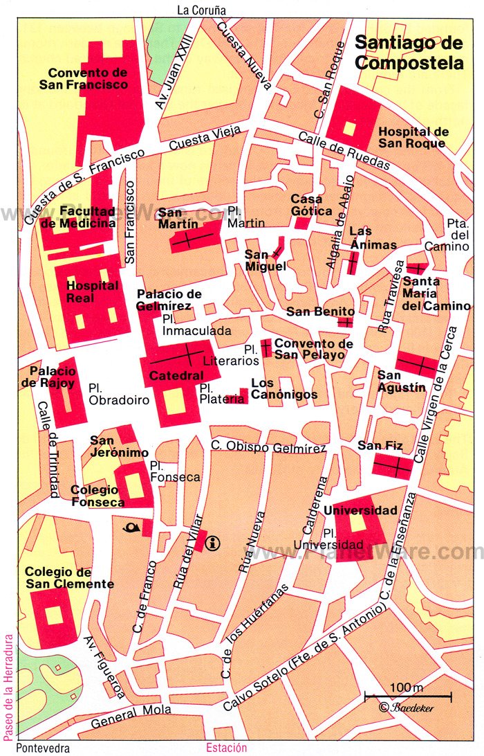 Santiago de Compostela Map - Tourist Attractions